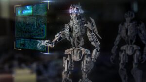 robot working on a screen