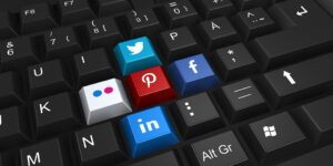 keyboard with social media icons